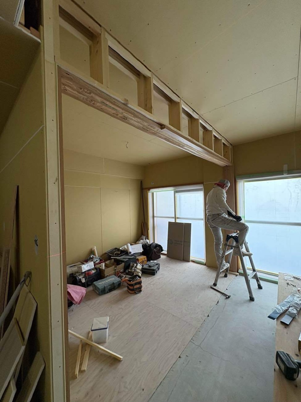 3枚引き戸枠取り付け