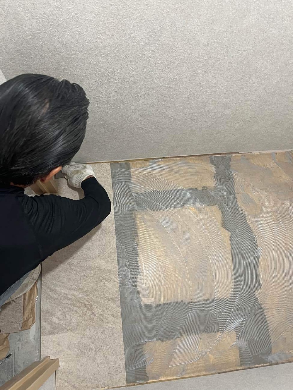 洗面とトイレの床貼り